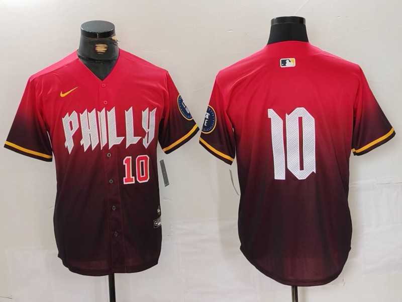 Mens Philadelphia Phillies #10 JT Realmuto Red 2024 City Connect Limited Stitched Jerseys->philadelphia phillies->MLB Jersey